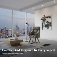 Supportive spinerest Upholstered rotating Chair with Wood Legs Thick padding Casterless rotating Chair Ergonomic Design Desk Seat Modern design for Home Workers, Makeup aficionados, Decorators, Study Room, Bedroom