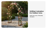 Weather Resistant Flowering Vine Climbing Trellis Rustproof Metal Garden Arch Heavy Duty Wrought Iron Arbor Powder Coated Finish for Courtyard, Backyard, Patio, Wedding Decoration