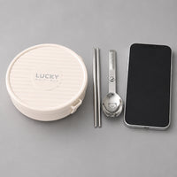 Foldable Bento Lunch Box, 620ml Single-Serving Snack Box with Cutlery, 304 Stainless Steel Food-Grade Compartments for Office & School, 15.5x4cm