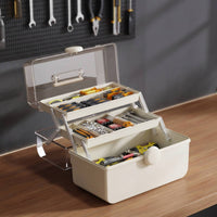 Tool Storage Box Compact Folding Tool Box Foldable Toolbox Sturdy Organizer Transparent for DIYers, Home Repair, Garage