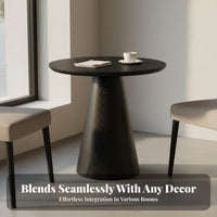 Round Wooden Table Minimalist Design Round Pedestal End Table Wood Grain Small Wooden Plant Stand for Reception Area, Living Room, Home Office