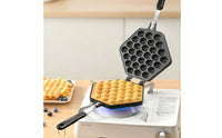 Egg Waffle Pan with Handle Stovetop Egg Waffle Pan Cookware Non-Stick Manual for Home Bakers