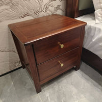 Solid Wood Bedside Cabinet Two-Drawer Nightstand Rounded Edges Bedroom Furniture for Beside Bed