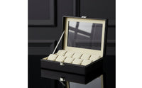 Leather Watch Storage Box Debris-Resistant Watch Collector Case Men's Jewelry Organizer Metal Clasp Removable Pillows