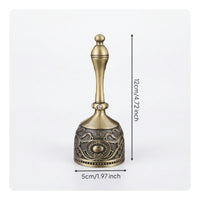Metal Hand Bell with Handle Ornate Embossed Metal Bell Handheld Decorative for Tea Service, Meditation