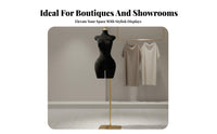 Velvet Finish Female Torso Mannequin Lightweight Half Body Dress Form Easy Assembly Clothing Display Body Form Multiple Base Options for Boutique Owners, Fashion Designers, Online Sellers, Showroom, Studio, Home