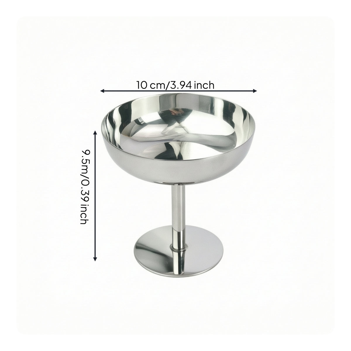Polished Stainless Steel Dessert Cup Shatterproof Footed Dessert Cup Metal Tableware for Cafe