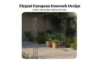 European Design Wrought Iron Garden Arch Stable Base Garden Arch Trellis Weather Resistant Climbing Plant Archway Weatherproof for Homestay Owners, DIY Enthusiasts, Courtyard, Pathway Entrance, Backyard, Holiday Decoration