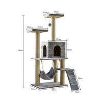 Hanging Sling Multi-Level Feline Tree Side Ramp Feline Climbing Tree Elevated Platforms Pet Furniture Sisal Rope