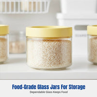 Glass Airtight Storage Jar, Food Grade, Moisture-Resistant, Kitchen Seasoning Organizer, Stackable