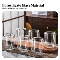Multi-Purpose Heat Resistant Water Carafe Set Anti-Scald Borosilicate Glass Drinkware Set Easy to Clean for Families, Kitchen, Home, Bedroom