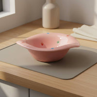 Ceramic Cat Bowl Cute Design Polka Polka-Themed Pet Bowl Easy to Feline Food Water Bowl for Kittens, Small Pets