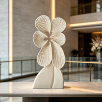 Flower Sculpture Nordic Statue with Base Indoor Table Decoration for Homeowners, Entryway