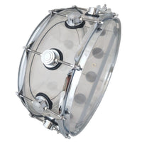 Acrylic Snare Drum Transparent Snare Drum with Metal Hoops Polished Bottom Hoop for Rehearsal