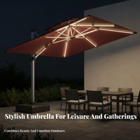 LED Cantilever Umbrella 50+ Protection Offset Umbrella with Lights Crank and Tilt 360-Degree Rotation Degree Rotating for Homeowners, Terrace, Deck