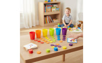 Concentration Training Stacking Cups and Discs Game Early Education Color Sorting Cup Set Hand-Eye Coordination Child-Centered Color Matching Toy Logical Thinking for Preschoolers, Toddlers, Kids, Kindergarten, Classroom