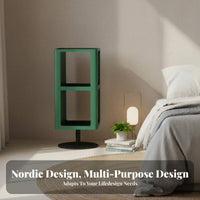 Space-Saving Rotating Storage Table Magazine Holder Rotating Cube End Table Multi-Functional Design Living Room Furniture Modern Minimalist Design for Apartment Dwellers, Book Lovers, Homeowners, Bedroom, Next to Sofa, Small Areas, Reading Nook