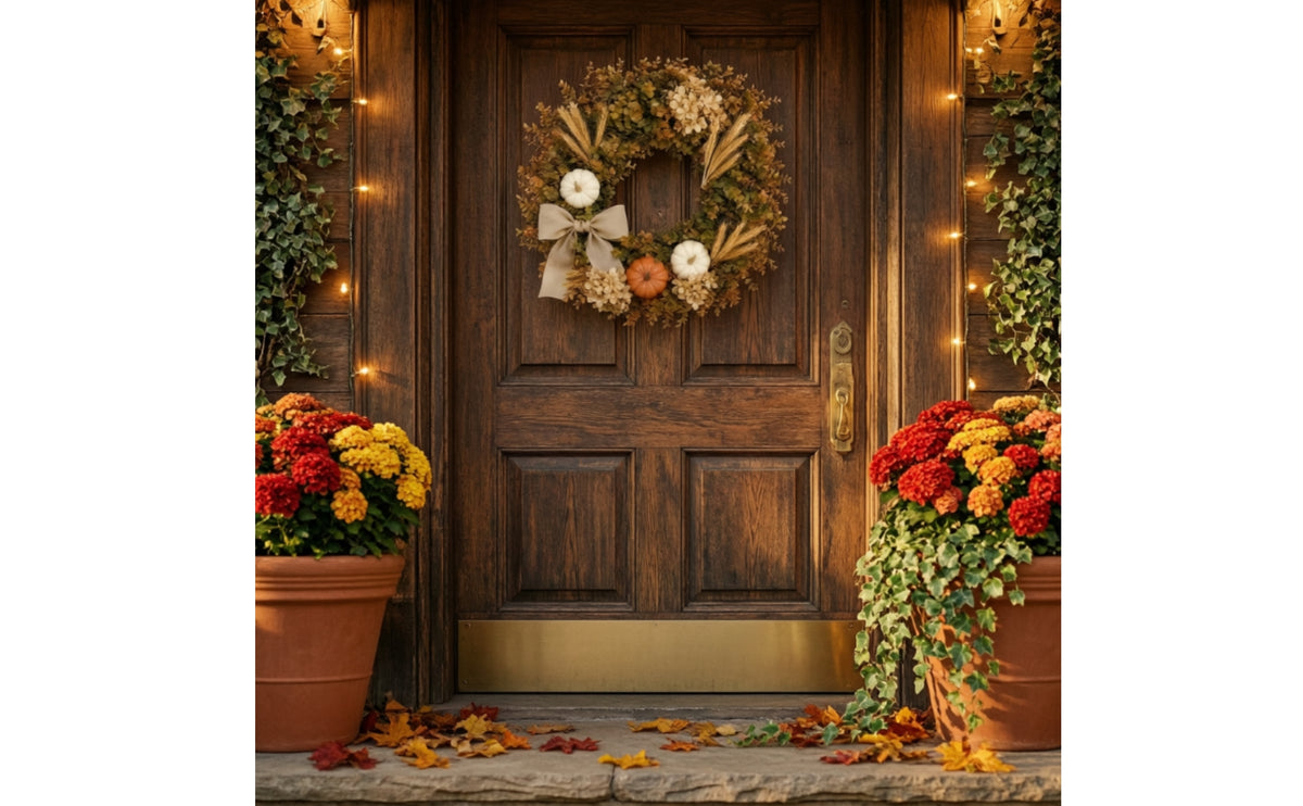 Wreath with Burlap Bow Rustic Harvest Wreath Farmhouse for Entryway, Mantel