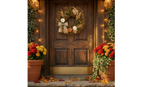 Wreath with Burlap Bow Rustic Harvest Wreath Farmhouse for Entryway, Mantel