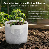 Set of 20 Plant Bags, White, Non-woven Fabric, for Potatoes, Tomatoes, Cucumbers, Strawberries, Herbs, Vegetables, Terrace, Balcony, Greenhouse