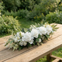 60cm Flower Strip with Green Leaves Decorative Artificial Rose Garland Flexible Artificial Floral Swag Portable for Brides, Mirrors