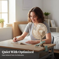 Quiet Operation Attachable Fan 270° Adjustable Clip on Fan 2 Speed Settings for Office Workers, Travelers, Dormitory, Bedroom, Study Room