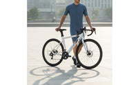 24 Speed Lightweight Road Bike Anti-Slip Tires Racing Cycle Internal Cable Routing Drop Bar Cycle Aerodynamic Frame for Commuting
