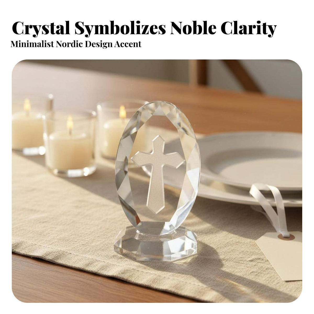 Crystal Cross Figurine Elegant Design Crystal Cross Ornament Sparkling Religious Keepsake Gift for New Parents, Women, Weddings, Baptisms, Prayer Room