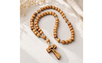 Wooden Rosary with Crucifix Religious Jewelry Corded for Prayer, Daily Wear