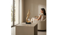 Modern Abstract Sculpture Contemporary Resin Ornament Sculpted Sculpture with Sphere Upward-Flowing for Home Decorators, Art Collectors, Wine Cabinet, Display Shelf, Living Room