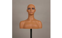 Hairpiece Head with Shoulders Realistic Mannequin Head with Shoulders Long-Neck for Hairstylists, Jewelers, Salons, Studios, Boutiques