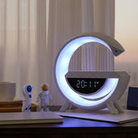 LED Alarm Clock with Speaker Birthday Gift Modern Bedside Timepiece Lamp Dimmable Multifunctional Desk Lamp for Teens, Kids, Bedroom, Dorm Room