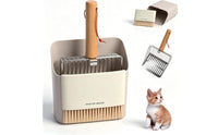 Compact Cat Litter Scoop with Holder Sifting Litter Shovel with Broom Heavy Duty Cat Poop Scooper Ergonomic