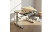 Tilting Desktop Crank Adjustable Study Table Built-in Drawer Height Adjustable Kids Desk Solid Wood Children's Desk for Students