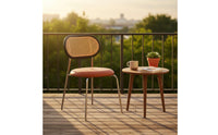Rattan Back Dining Chair Minimalist Cane Woven Backrest Chair for Balcony, Home Office