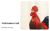 Good Luck Charm Resin Rooster Figurine Statue Detailed Craftsmanship Feng Shui Rooster Figurine Decor Vibrant Colors for Living Room