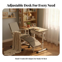 Student Rest Desk and Chair Set Hand-Crank Lift Adjustable Desk and Chair Set Multi-Functional Kids Learning Station for Students, Children, Home