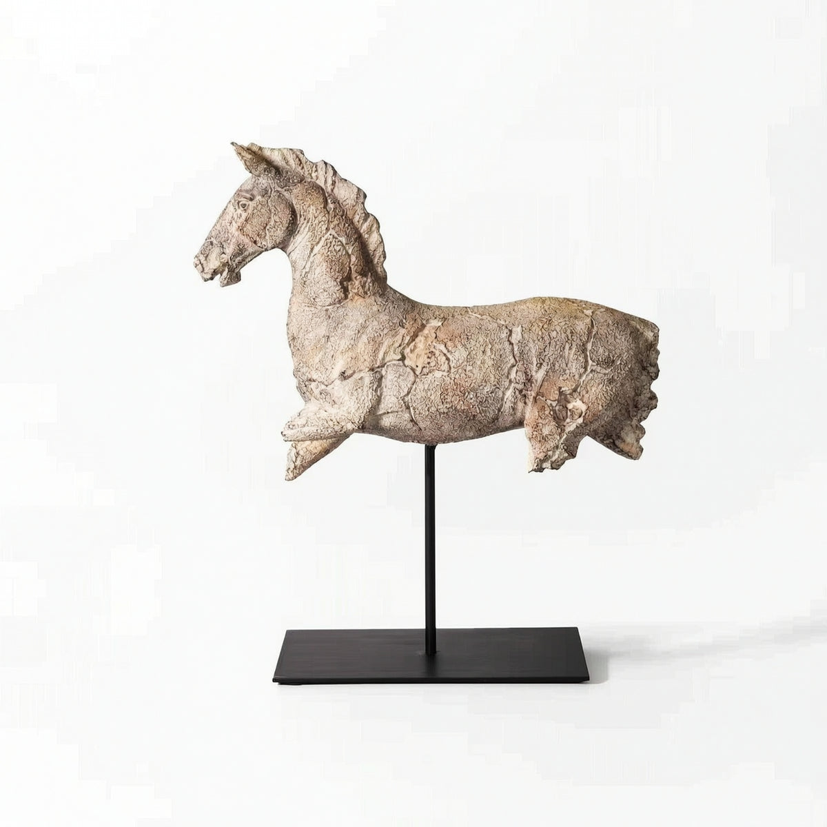 Horse Statue on Stand Rustic Resin Horse Statue Stone-Look Sculpture for Home Stylists, Art Collectors, Entryway, Living Room, Bookshelf