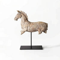 Horse Statue on Stand Rustic Resin Horse Statue Stone-Look Sculpture for Home Stylists, Art Collectors, Entryway, Living Room, Bookshelf