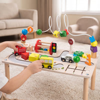 Tabletop Wooden Activity Table Fine Motor Educational Busy Board Table Sensory Wooden Activity Center Learning for Preschoolers