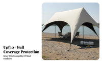 Black Vinyl Coating Waterproof Shelter Sheet Quick Setup Star-Shaped Tarp Portable Outdoor Equipment for Campers, Families, Hikers, Camping, Picnics, Picnic, Hiking