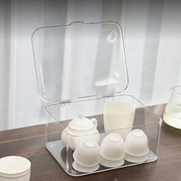 Tea Set Storage Box with Dustproof Transparent Lid Organizer