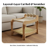 2-Tier Cat Bed Four-Season Use Bunk Cat Bed Sturdy Wood Frame for Multiple Cats, Kittens