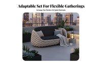 4 Pieces Waterproof 4-Piece Woven Sofa Set Weather-Resistant Patio Seating Sun-Proof Garden Lounge Group Water Repellent for Homeowners, Families, Adults, Balcony, Sunroom, Backyard, Porch