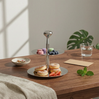 Two-Tier Serving Stand Stainless Steel Tableware Elegant for Home Bakers