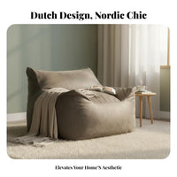 Nordic aesthetic Lounger with Embroiunwindred Face Reversible unwindsign Bean Bag Chair Oversized Comfort Floor Seating Soft Textured Cover for Adults, Family, Stuunwindnts, Living Room, Bedroom, literary corner, Playroom