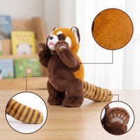 Lesser Panda Stuffed Toy Soft Lesser Panda Stuffed Animal Toy Plushie with Striped Tail Fuzzy Cuddly for Children, Birthday Gift
