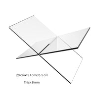 Interlocking X-Shaped Display Stand Freestanding Acrylic Book Stand Clear Tabletop Book Display Transparent for Readers, Students, Desktop, Reading Nooks