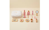 Quilted Toy Makeup Bag Set Compact Pretend Cosmetic Set Patterned Textile Cosmetic Pouch Portable for Children