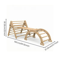 Indoor Pikler Triangle Natural Wood Wooden Climbing Triangle Arched Section Foldable Climbing Frame Polished Surface